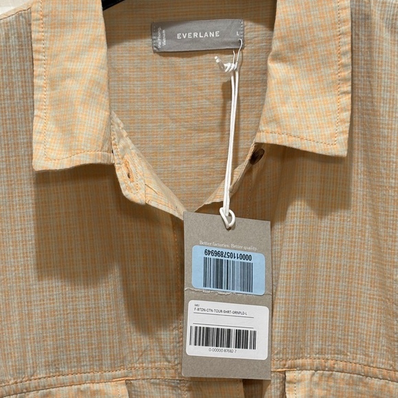 Everlane | NWT | The Cotton Tourist Short Sleeve Shirt | Orange Plaid sz L - Picture 9 of 11